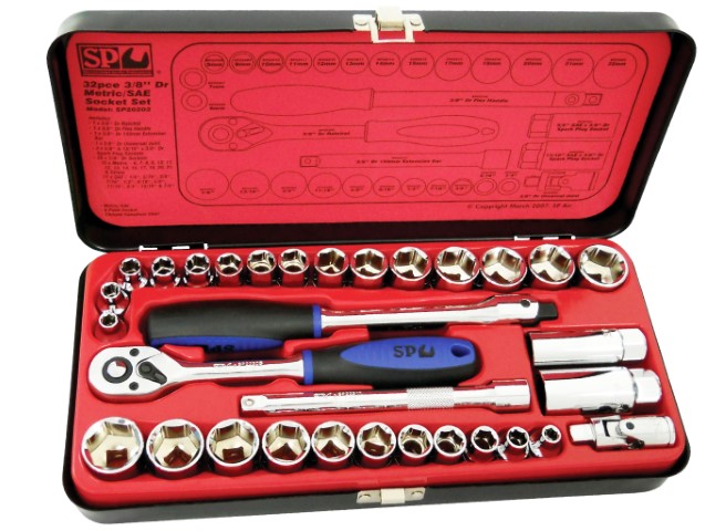 SP - 32PC 3/8 DR 6PT METRIC/SAE SOCKET SET 